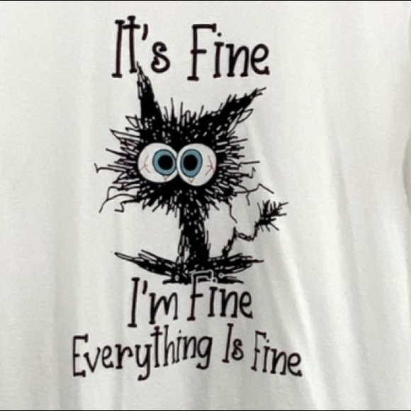 Port Authority Tops - PORT AUTHORITY - BRIGHT WHITE 100% COTTON SHORT SLEEVE TEE - I’M FINE - 😳 B10